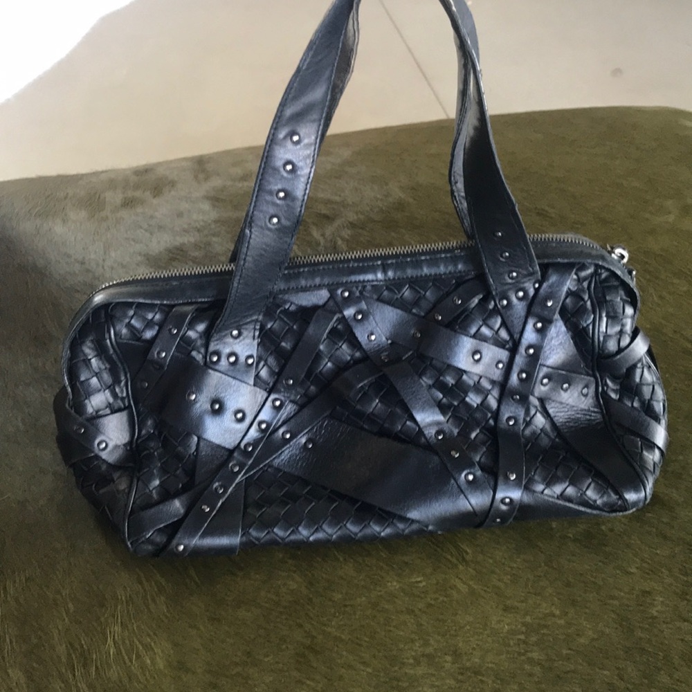 Bottega venata black stitched studded bag